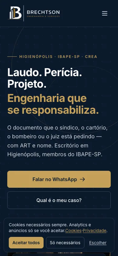 Prévia mobile do site da Brechtson Engenharia